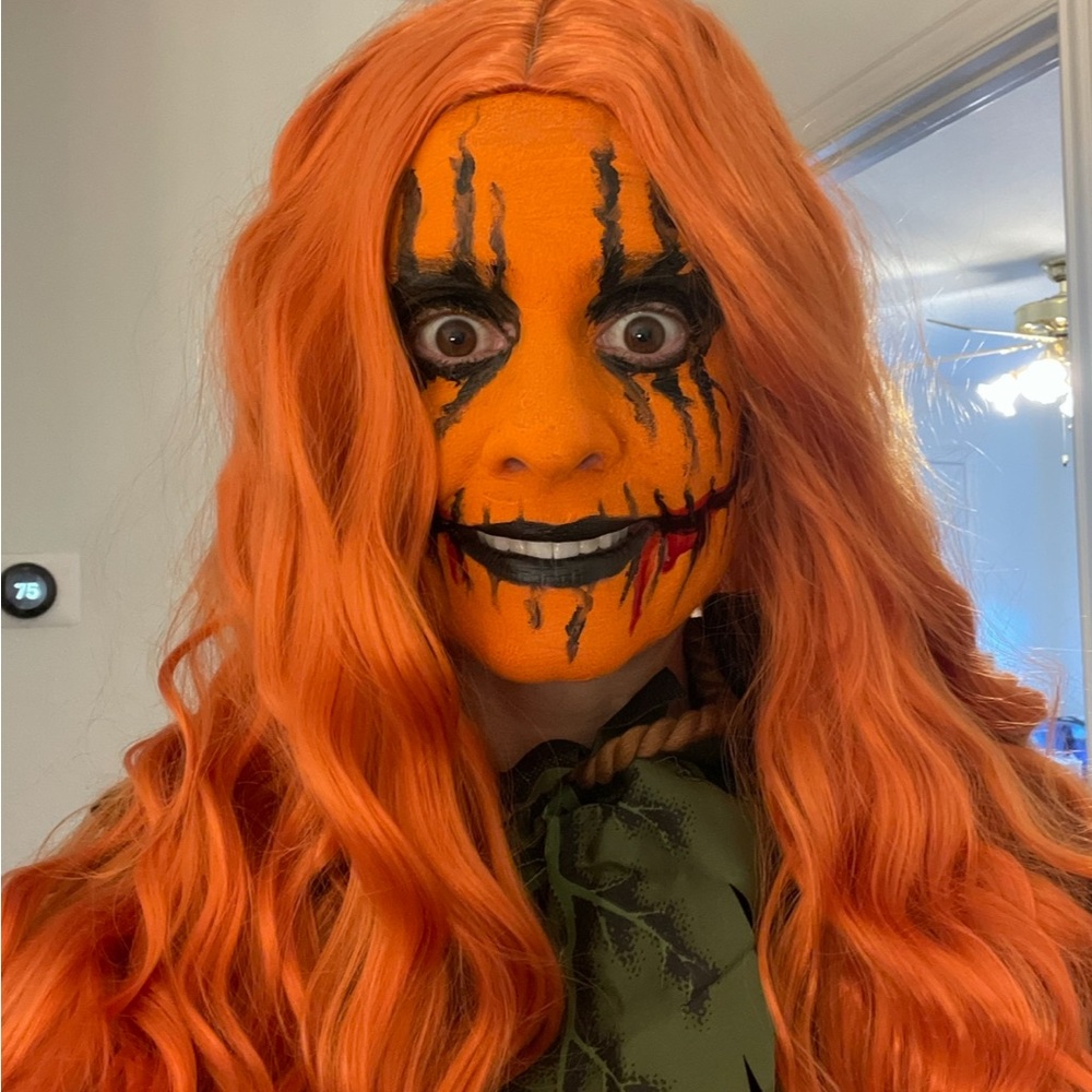 Vibrant Orange Wavy soft Hair Wig * Halloween